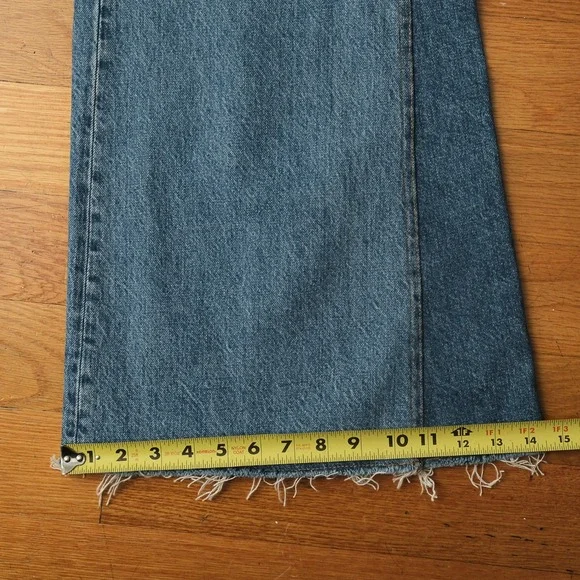 ME+EM Split Seam Flare Jeans Blue Multi Wash Regular Length Wide Leg Size 32 - Picture 12 of 13